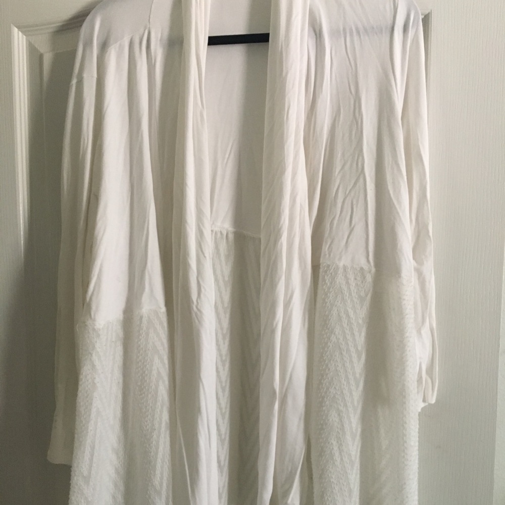 Xl White sheer high low cardigan